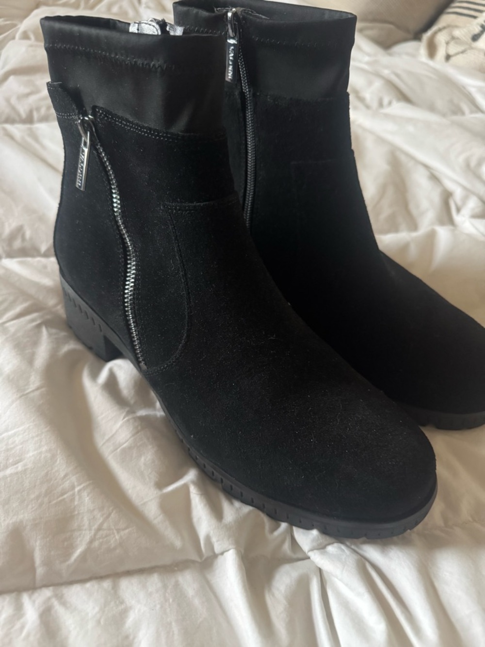 Women's Black Ankle Booties with Side Zip Pull